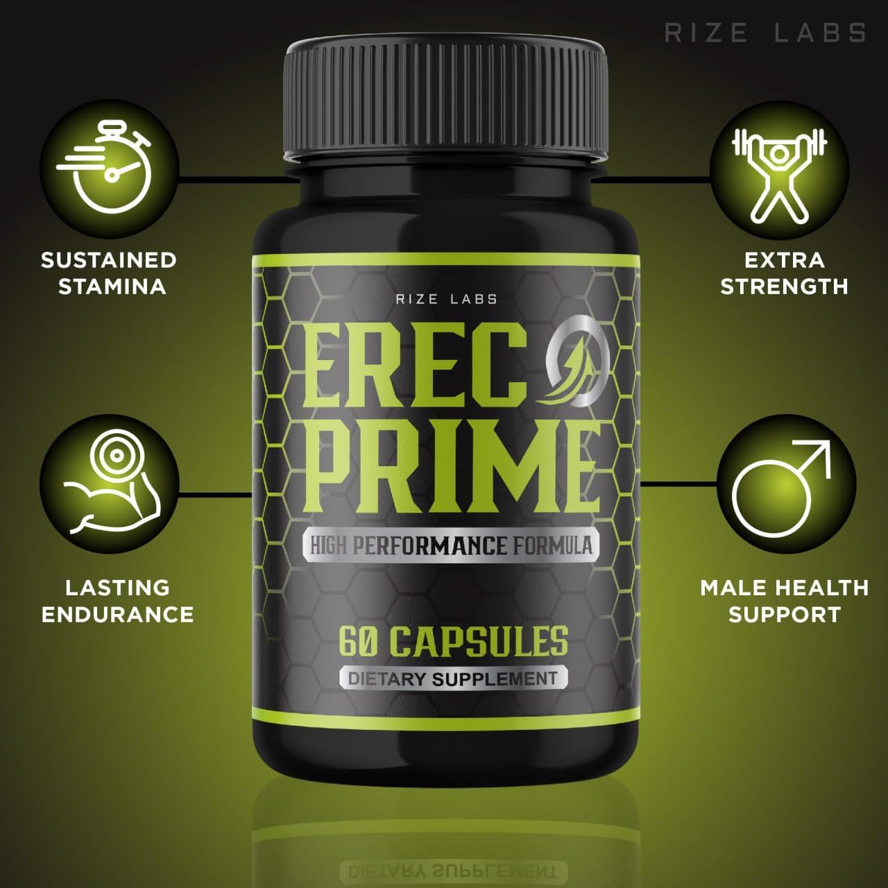 Erec Prime Pills for Men - High Performance Formula with All-Natural Support for Peak Performance & Overall Health - Official Reviews (60 Capsules) by rize labs