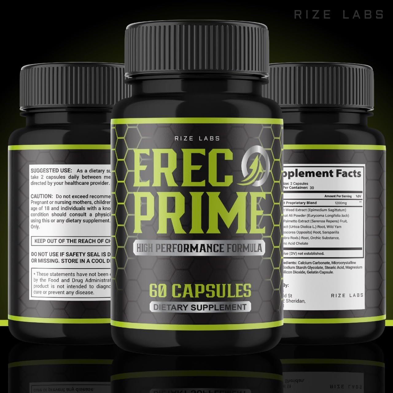 Erec Prime Pills for Men - High Performance Formula with All-Natural Support for Peak Performance & Overall Health - Official Reviews (60 Capsules) by rize labs