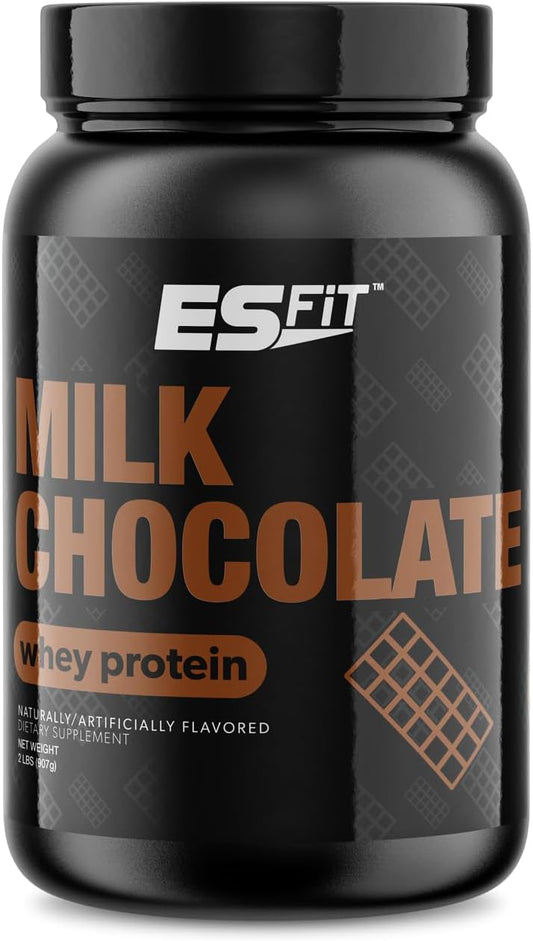 ES FIT Whey Protein Isolate Powder - Non-GMO Muscle Recovery Supplement with BCAAs, Milk Chocolate Flavor, 2lb