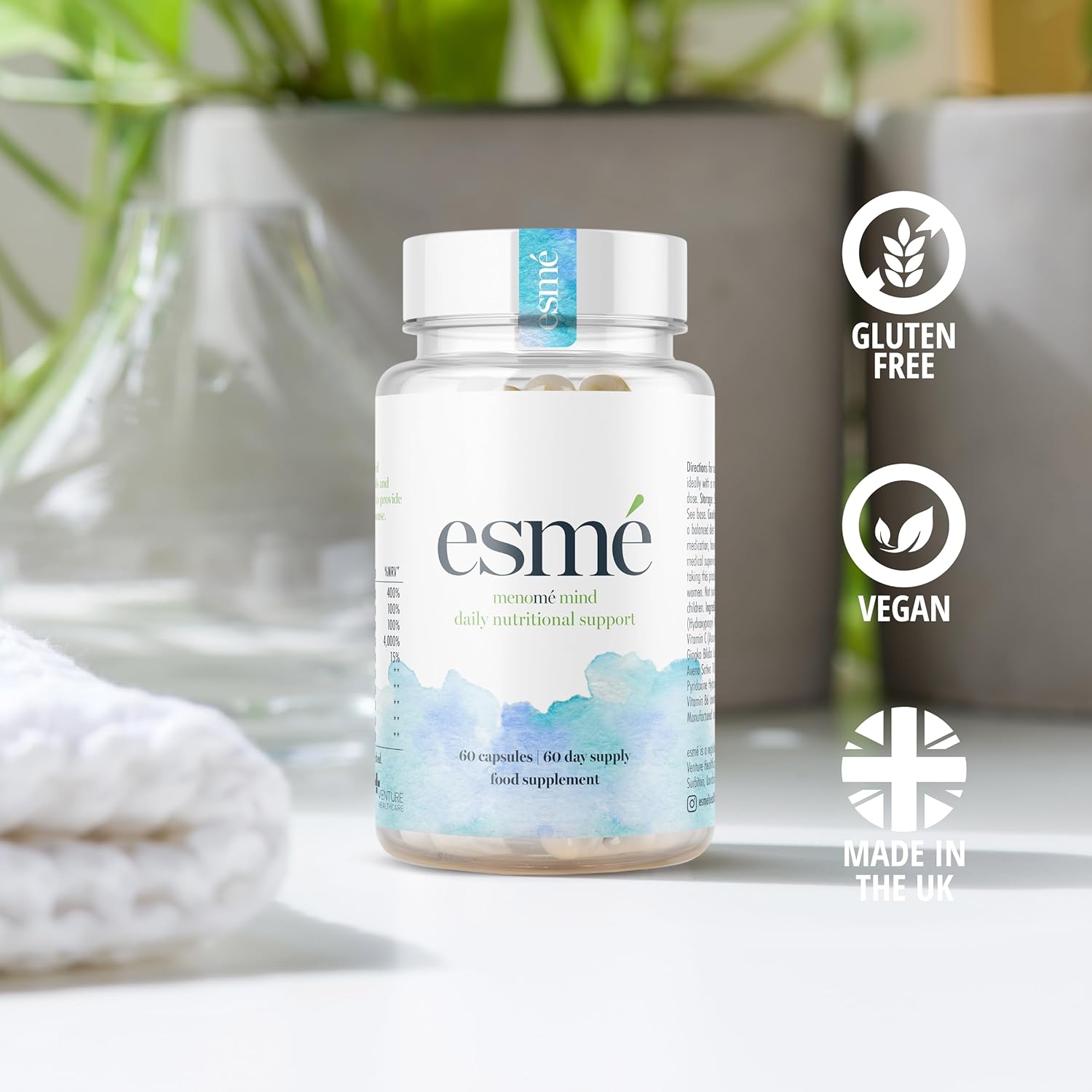 esmé menomé Mind - Menopause Support Capsules with Ashwagandha and Gingko Biloba - 60 Capsules, 2 Month Supply