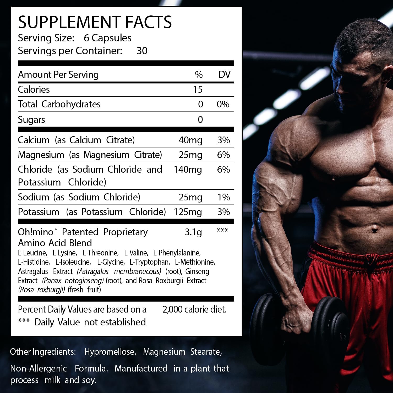 Essential Amino Acids Capsules for Muscle Recovery - Vegan, Zero Sugar, Non Caffeine (180-Count)