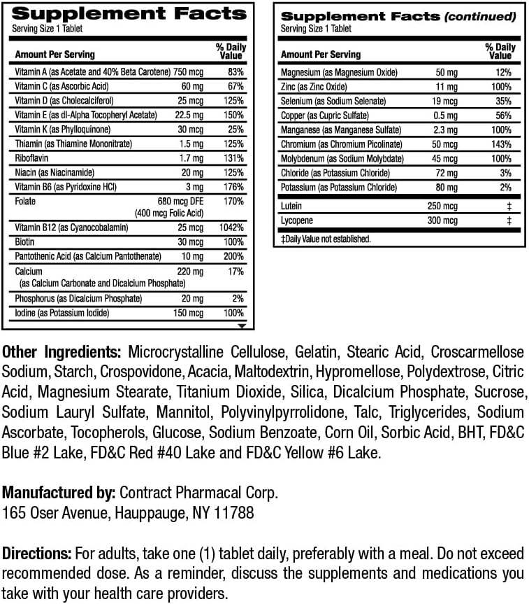 Essential Daily Vitamins for Adults 50+ - Support Overall Wellness, Daily Nutrients, 120 Day Supply