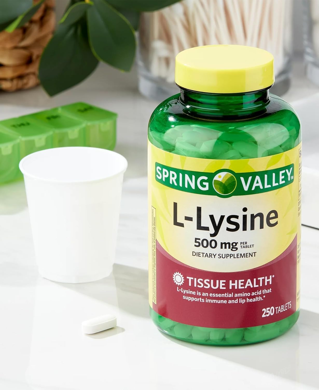 Essential L-Lysine Supplement 500mg - 250 Tablets for Immune System, Skin, Lip, and Tissue Health - Gluten-Free Daily Wellness Support