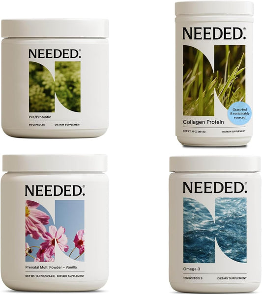 Essential Prenatal Bundle: Multivitamin, Pre/Probiotic, Collagen, & Omega-3 for Pregnancy & Postpartum - Must-Have Combo