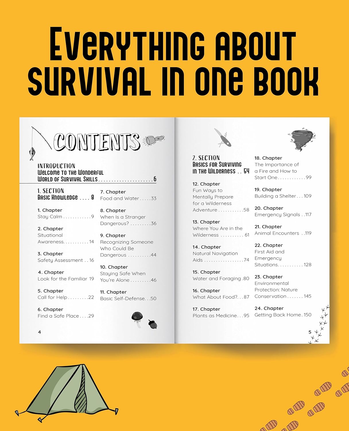 Essential Survival Skills for Boys: Shelter Building, First Aid, Water/Food Finding, Fire Making, Navigation - Exercises, Illustrations, Sketches