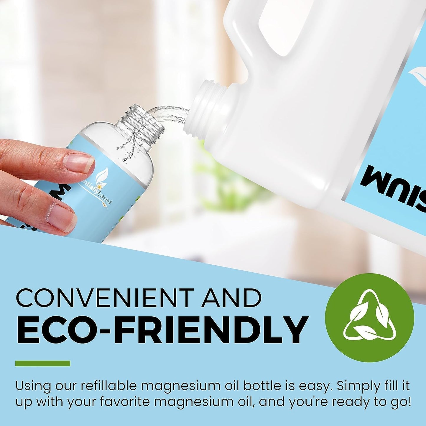 essentiallybased Pure Magnesium Oil Spray Bundle - 8oz & 64oz Sizes