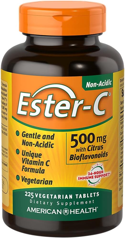 Ester-C with Citrus Bioflavonoids - Non-Acidic Vitamin C Supplement - 500 MG (225 Vegetarian Tablets) by American Health