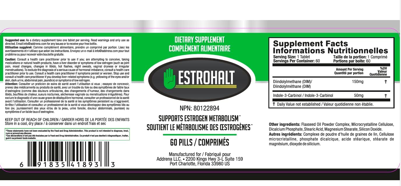 Estrohalt Estrogen-Blocker Supplement - Natural Aromatase Inhibitor for Hormone Balance - DIM & I3C Pills for Men & Women