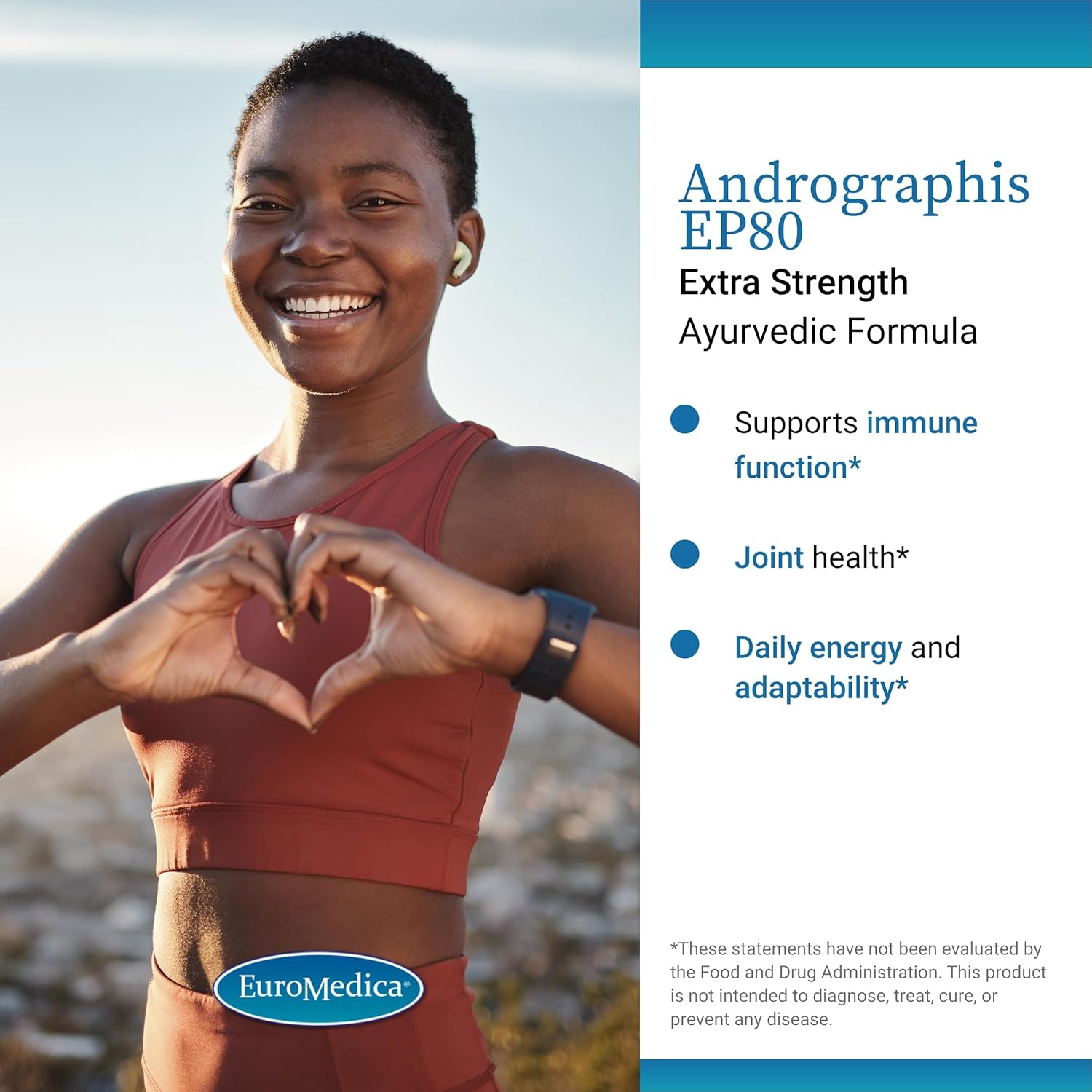 Euromedica Andrographis EP80 Capsules - Vegan Supplement for Brain, Immune, Joint, Energy, and Liver Health - 60 Count