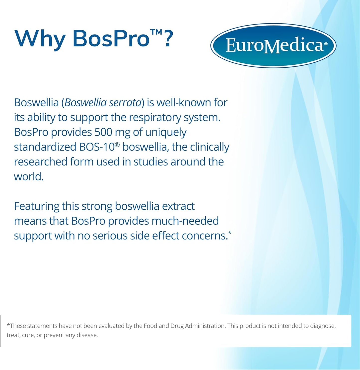 Euromedica BosPro Boswellia Serrata Extract Softgels for Lung Support - Herbal Dietary Supplement with 60 Softgels