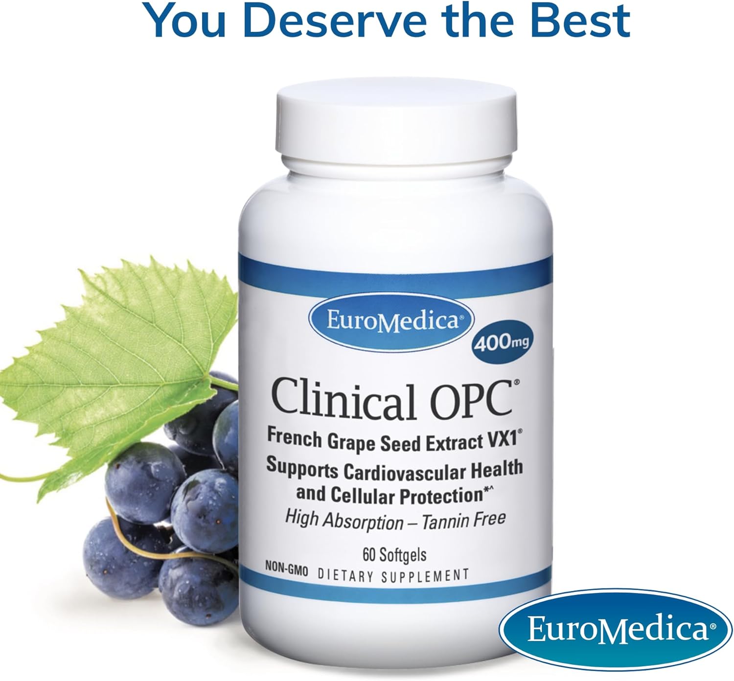 Euromedica Clinical OPC Softgels - Tannin-Free Grape Seed Extract - High Absorption - 60 Servings