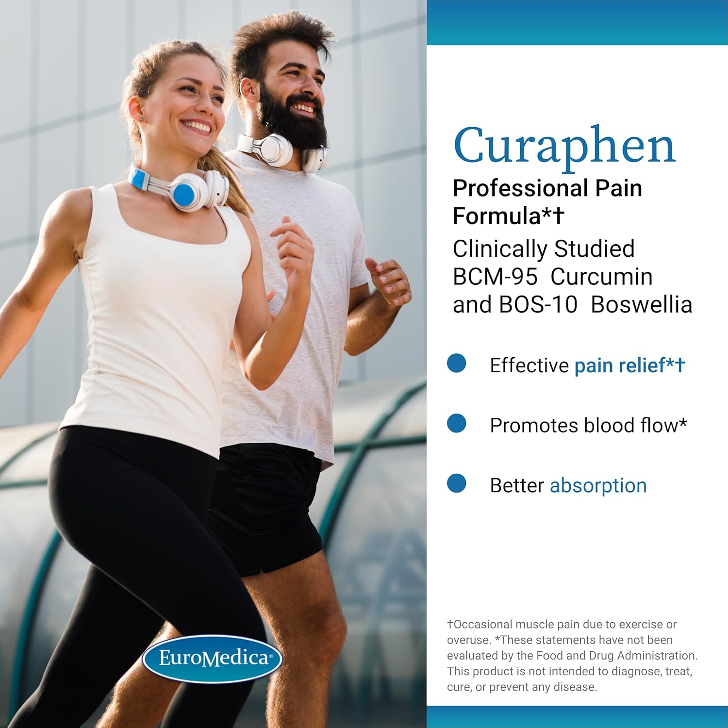Euromedica Curaphen - 120 Capsules, Pack of 2 - Professional Pain Formula - with Curcumin, Boswellia, DLPA & Nattokinase - 240 Total Servings