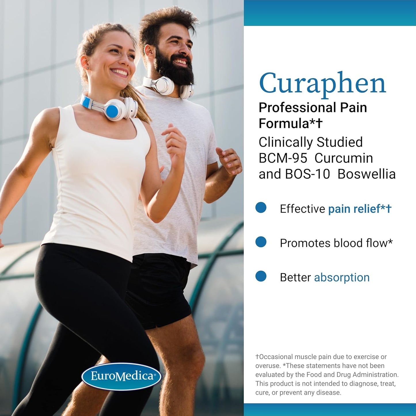 Euromedica Curaphen 120 Capsules - Professional Formula with Curcumin, Boswellia, DLPA & Nattokinase - Highly Absorbable - 120 Servings