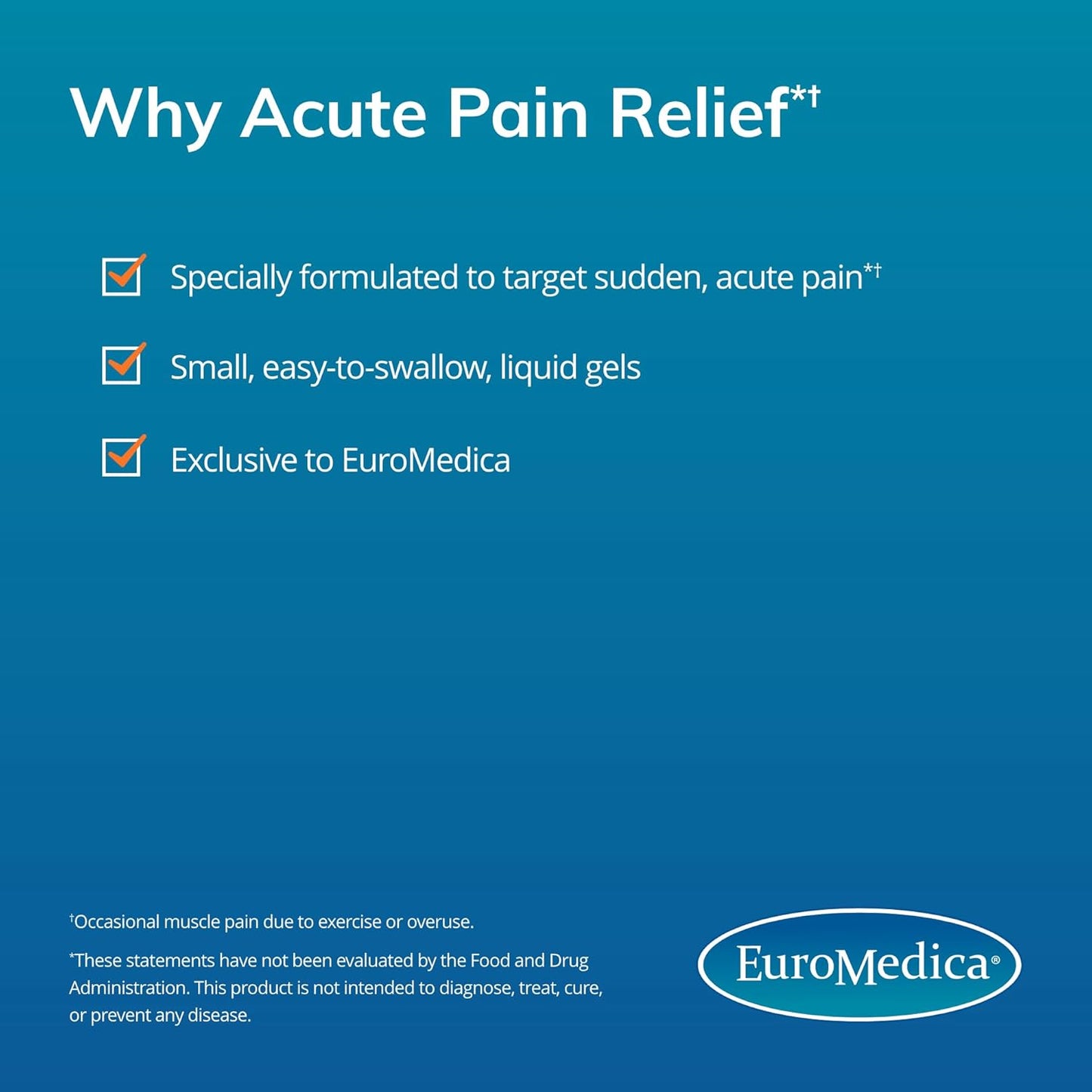 Euromedica Triple Action Acute Pain Relief Liquid Gels - 60 Count - Curcumin & Boswellia - Non-GMO - 30 Servings