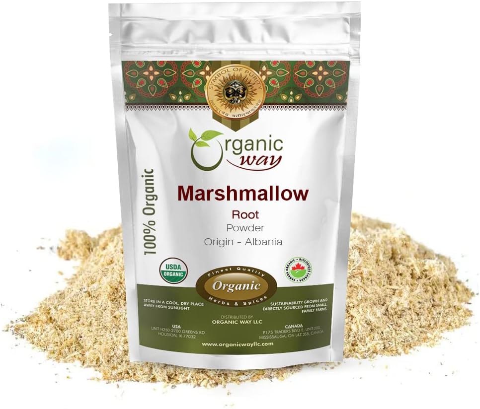 European Wild-Harvested Organic Marshmallow Root Powder (Althaea Officinalis) Tea - USDA Certified, Non GMO, Gluten Free - 1LB/16oz - Albanian Origin
