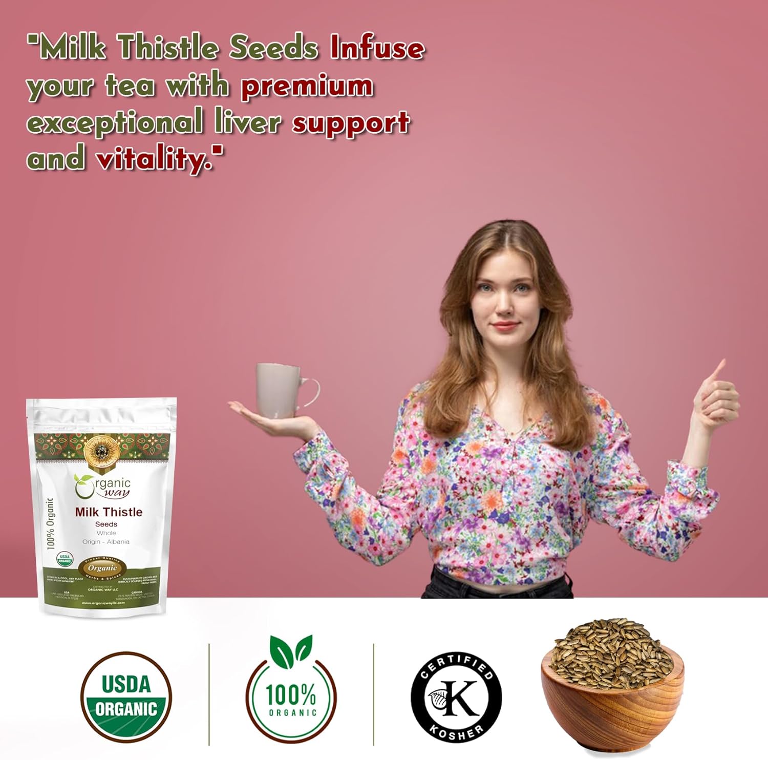 European Wild-Harvested Organic Milk Thistle Seeds - Kosher, Vegan, Non-GMO, Gluten-Free (16 Oz) - USDA Certified from Albania