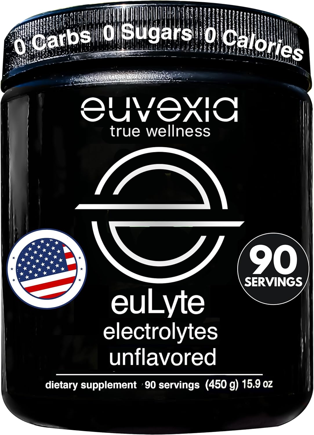 Euvexia euLyte Powder: Sugar-Free Electrolyte Drink Mix for Hydration - 90 Servings, Unflavored - Fasting, Keto, Vegan, Carnivore Friendly