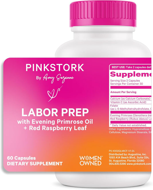 Evening Primrose Oil & Red Raspberry Leaf Tea Capsules for Labor Prep & Postpartum Care - Gentle Third Trimester Pregnancy Support, 60 Capsules - BoostGo Australia