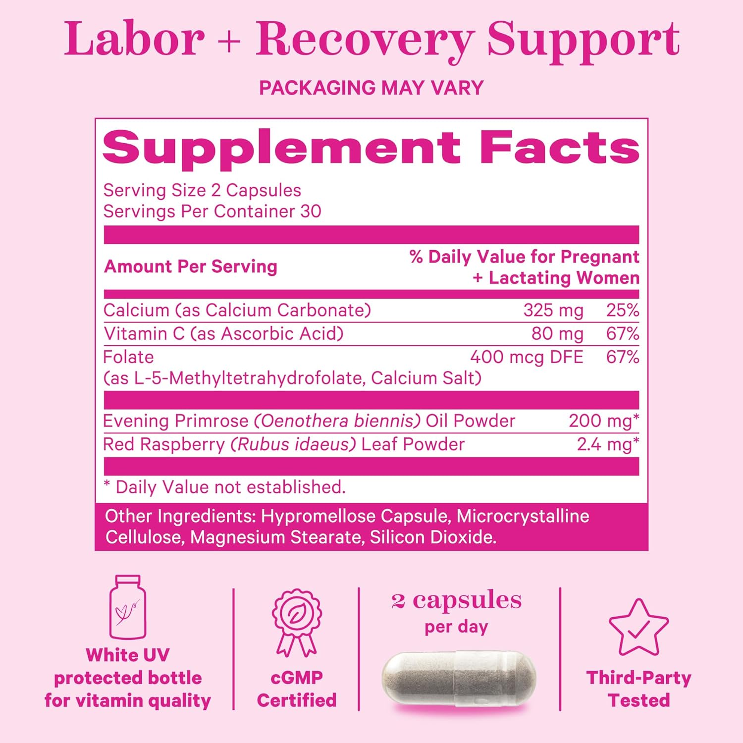 Evening Primrose Oil & Red Raspberry Leaf Tea Capsules for Labor Prep & Postpartum Care - Gentle Third Trimester Pregnancy Support, 60 Capsules - BoostGo Australia