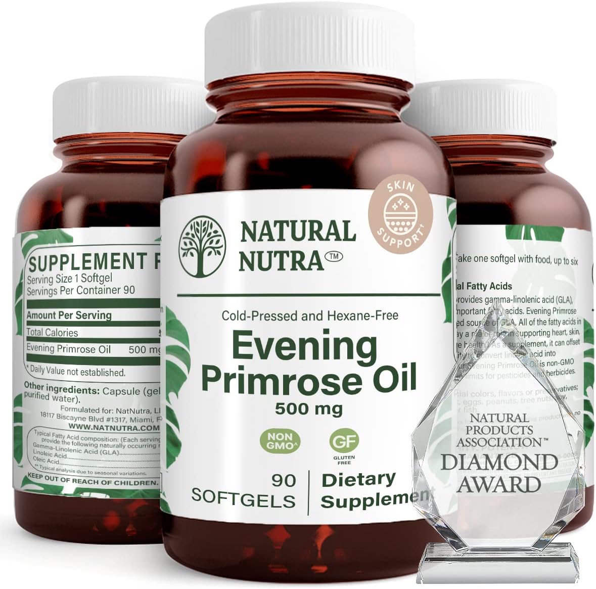 Evening Primrose Oil Supplement 500mg Softgel for Fatty Acid & Nerve Health, Skin Clarity, Heart Health - 90 ct. - BoostGo Australia