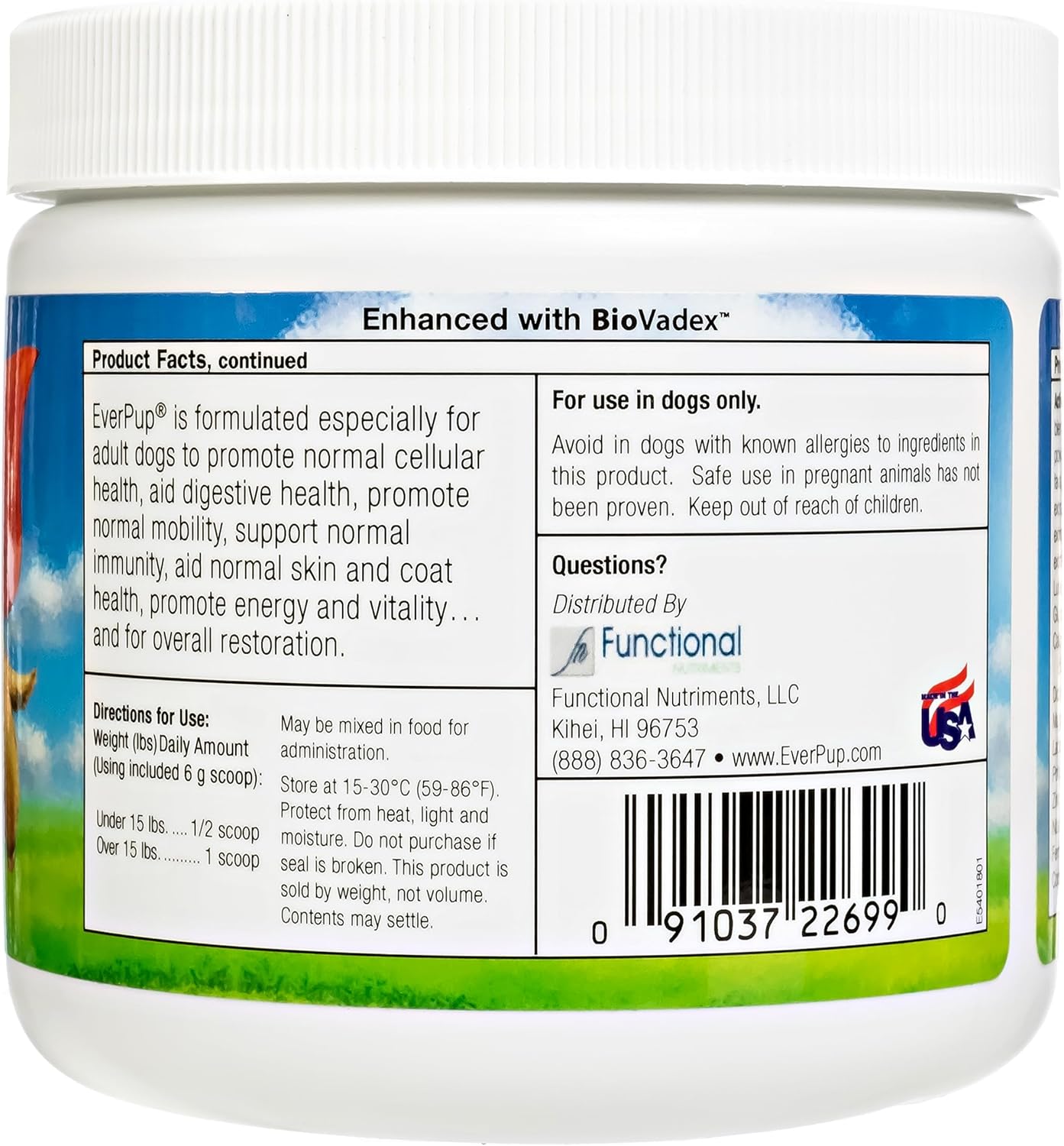 EverPup Ultimate Dog Supplement for Healthy Joints, Immunity, Digestion, Skin - Glucosamine, Prebiotics, Probiotics, Apoptogens, Vitamins, Minerals