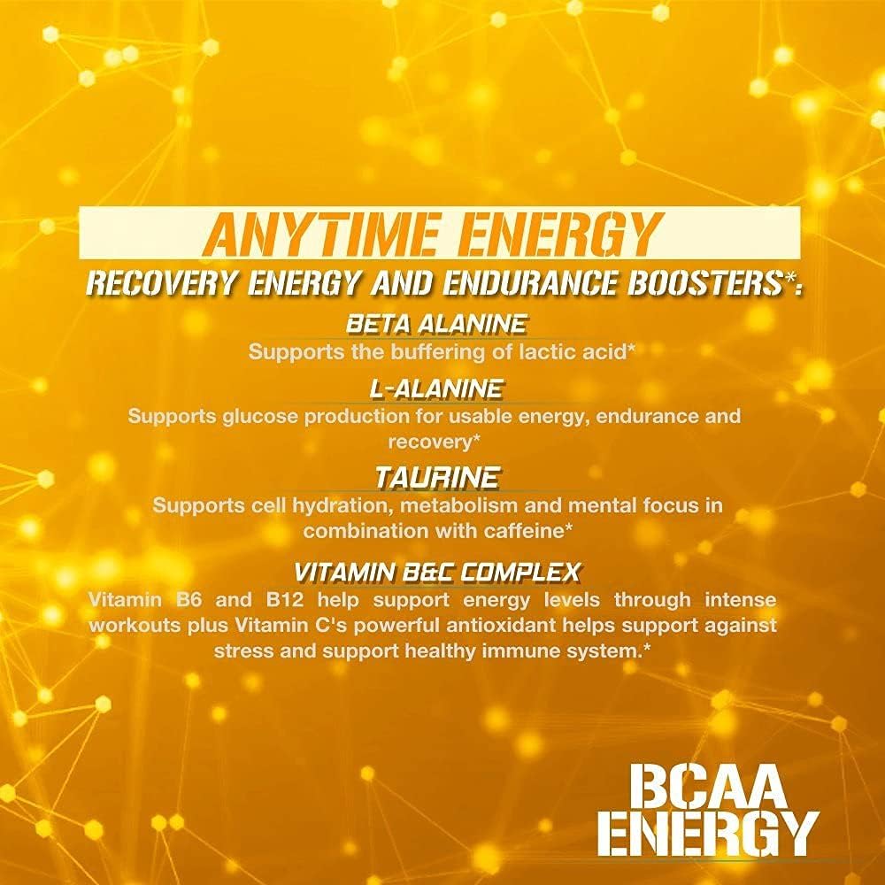 Evlution EVL BCAAs Amino Acids Powder - Orange Blast Flavor for Muscle Recovery and Endurance with Natural Caffeine
