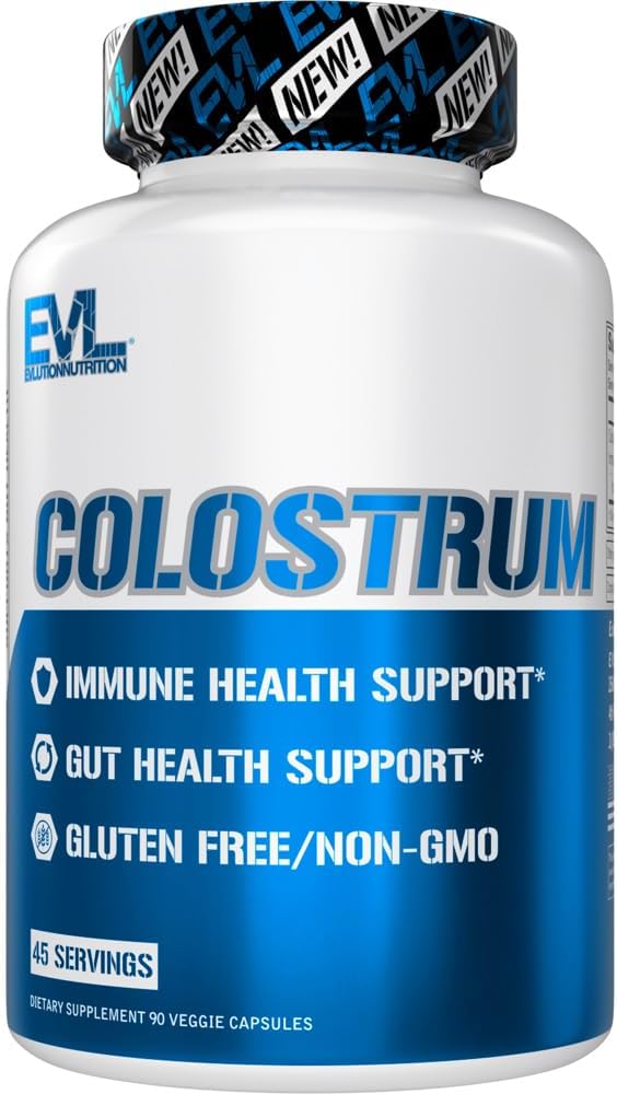 Evlution Nutrition Colostrum Supplement 1000mg - Immune & Gut Health Support - Gluten Free, Non-GMO - 90 Veggie Capsules