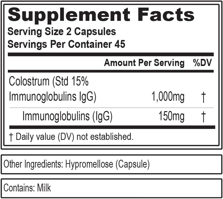 Evlution Nutrition Colostrum Supplement 1000mg - Immune & Gut Health Support - Gluten Free, Non-GMO - 90 Veggie Capsules