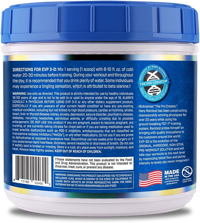 Evogen EVP-3D Peach Rings Pre-Workout Pump Ignitor with Arginine Nitrate, Citrulline, Beta-Alanine, and Lions Mane - 40 Servings