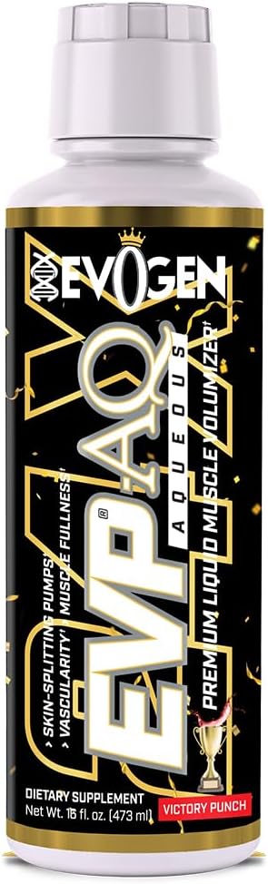 Evogen EVP AQ Liquid Glycerol Muscle Volumizer Pre Workout 16 fl oz - Victory Punch Flavor for Men & Women - Boost Pumps, Vascularity, & Hydration