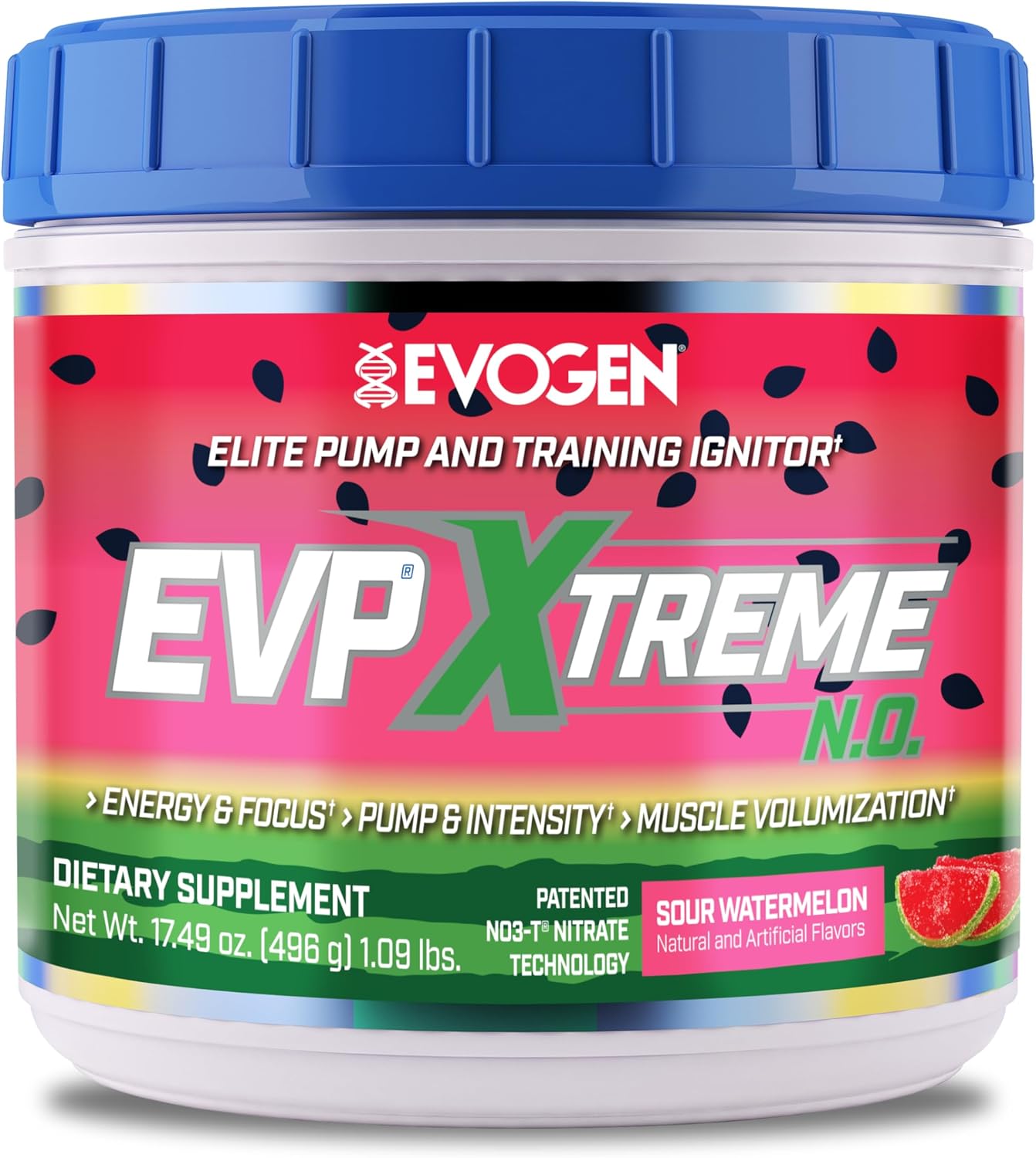 Evogen EVP Xtreme NO Pre Workout Powder - Sugar Free Preworkout with Beta Alanine, Creatine, and Caffeine - Sour Watermelon Flavor - 40 Servings