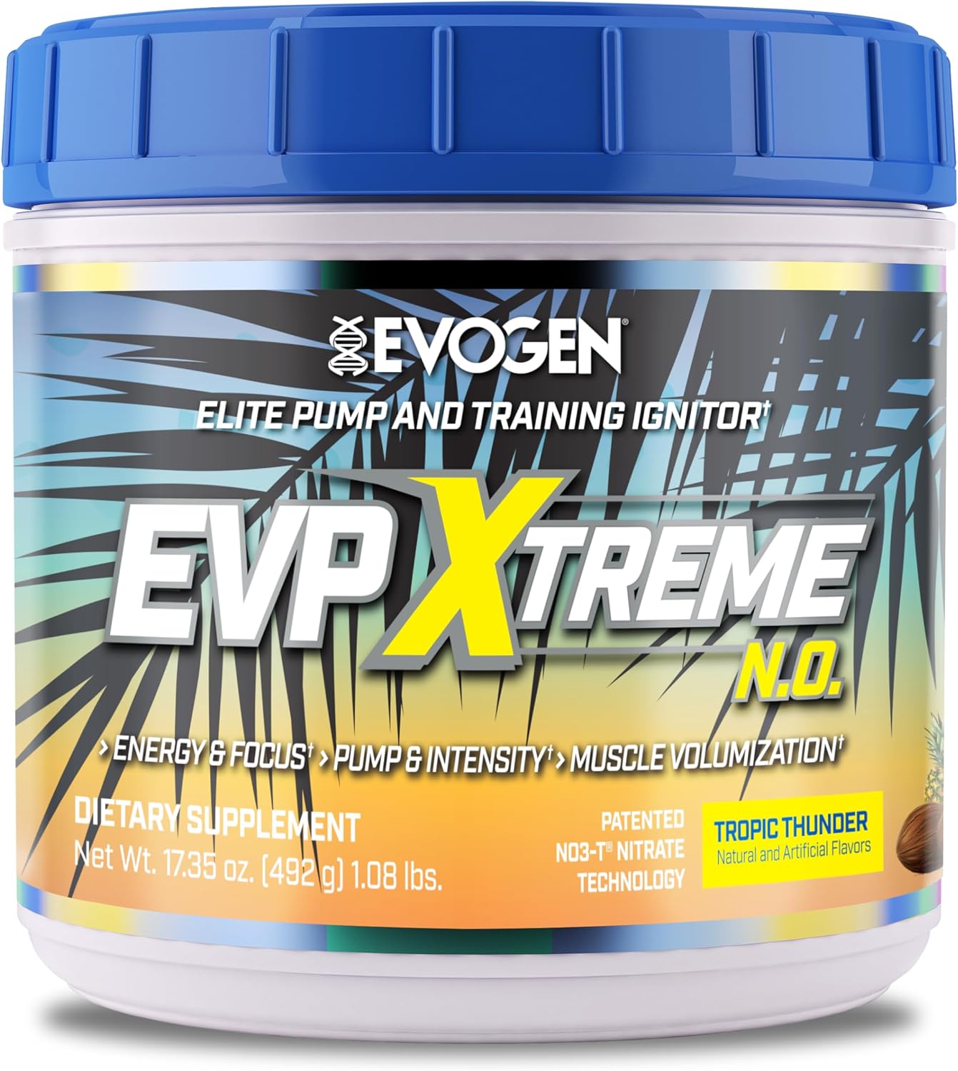 Evogen EVP Xtreme NO Tropic Thunder Pre Workout Powder - Sugar Free Energy Boost for Men & Women with Beta Alanine, Creatine, Caffeine - 40 Servings