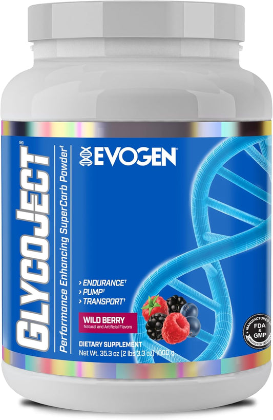 Evogen GlycoJect Super Carb Powder - Wild Berry Flavor - Pre & Post-Workout Carbohydrate Supplement - Rapid Absorption for Men and Women - 36 Servings - BoostGo Australia