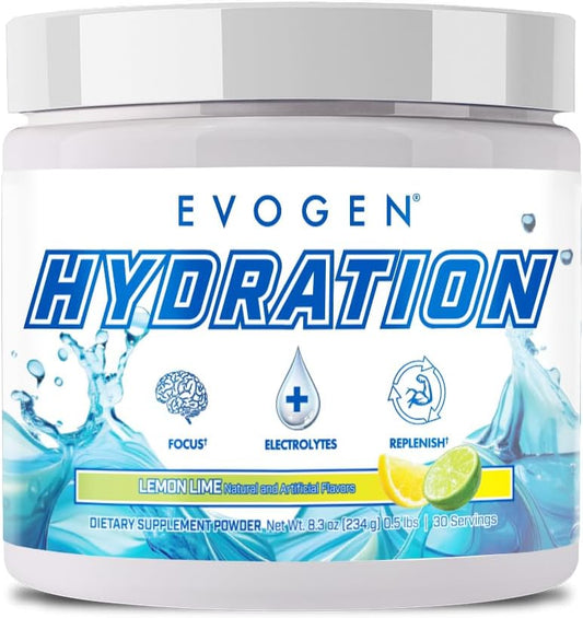 Evogen Hydration Electrolyte Powder Supplement - Sugar-Free Coconut Water with B Vitamins & Potassium for Energy & Recovery - Lemon Lime Flavor - 30 Servings