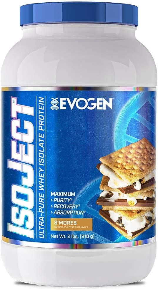 Evogen Isoject S'Mores Whey Protein Isolate Powder - Enhanced Absorption & Recovery with Ignitor Enzymes, BCAAs, and EAAs - 26 Servings