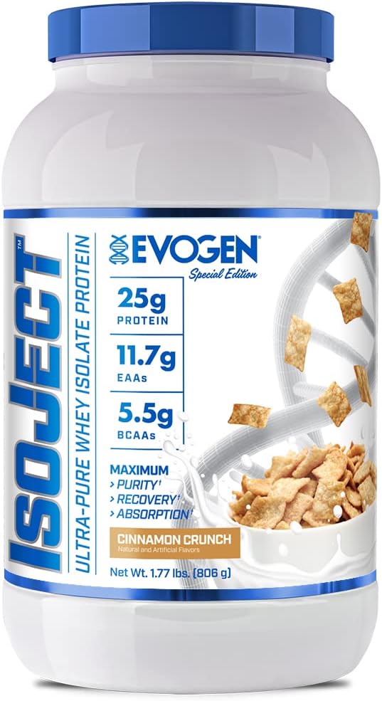 Evogen Isoject Whey Protein Isolate - Cinnamon Crunch Flavor with Enhanced Absorption - 26 Servings