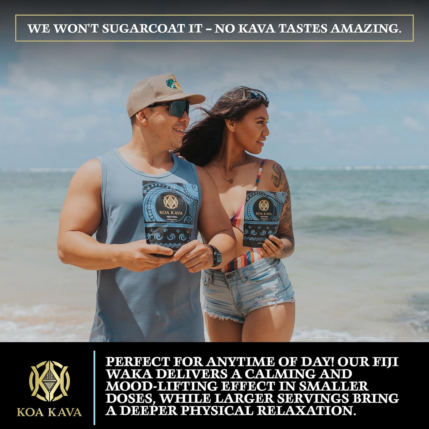 Explore Koa Kava Premium Sample Pack with 2 oz Instant Kava Powder + 4 oz Bags of Tongan, Fijian, and Vanuatu Waka Medium Grind. Find Your Perfect Relaxation Blend!