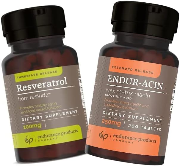 Extended Release Resveratrol Supplement with Grape Skin Extract and Niacin - Enhanced Endurance Formula for Optimal Absorption & Low-Flush