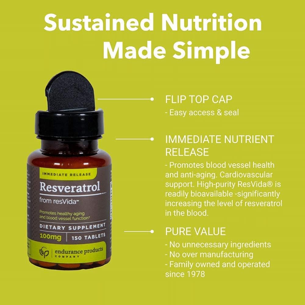 Extended Release Resveratrol Supplement with Grape Skin Extract and Niacin - Enhanced Endurance Formula for Optimal Absorption & Low-Flush