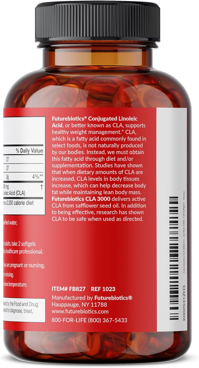 Extra High Potency Futurebiotics CLA 3000 Softgels - Non-Stimulating Conjugated Linoleic Acid, Non GMO Formula