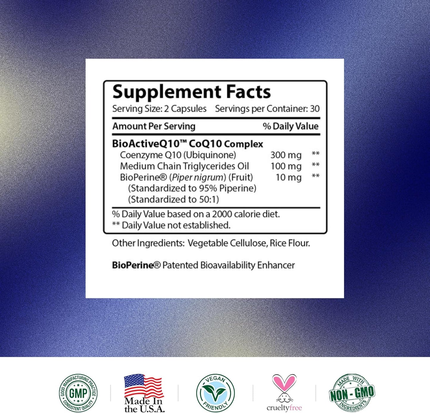 Extra Strength 300mg CoQ10 Supplement with Bioperine - 360 Vegan Capsules for Cardiovascular Health & Antioxidant Boost