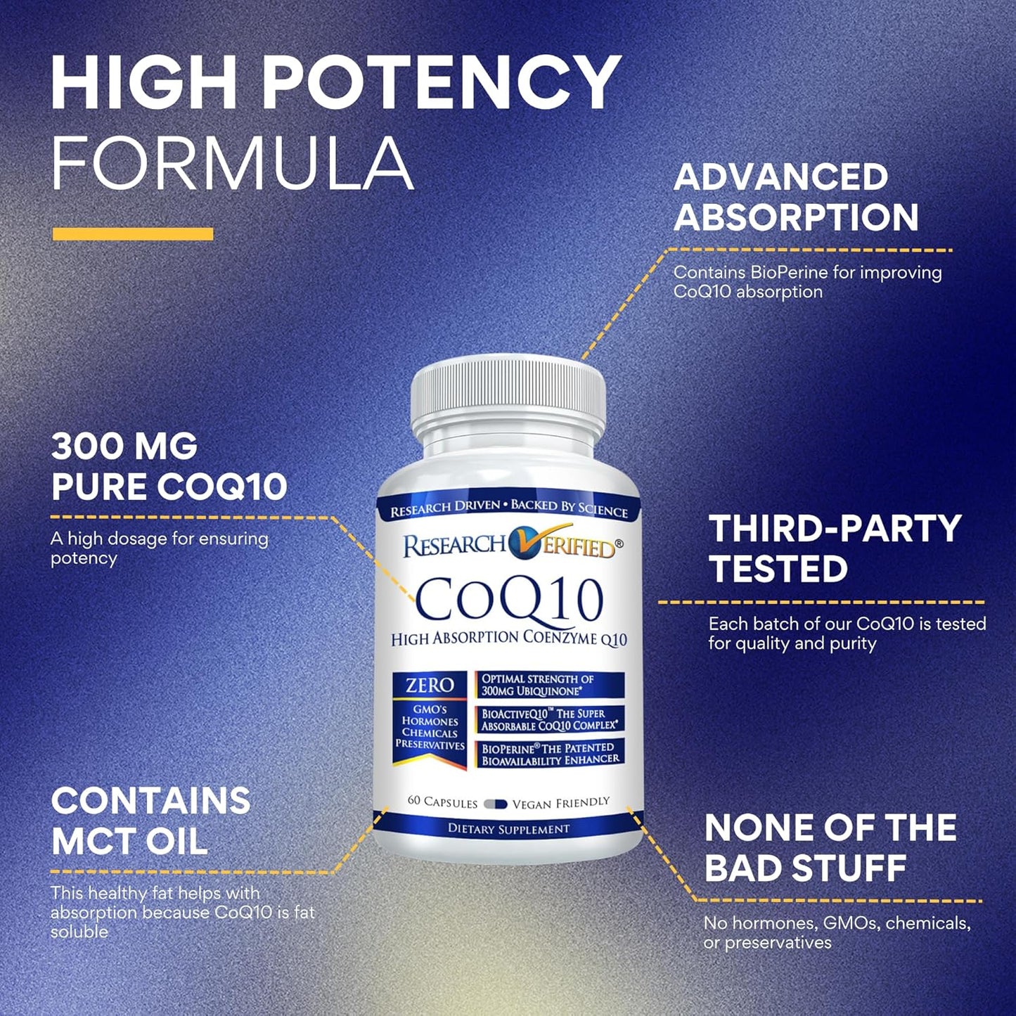 Extra Strength 300mg CoQ10 Supplement with Bioperine - 360 Vegan Capsules for Cardiovascular Health & Antioxidant Boost