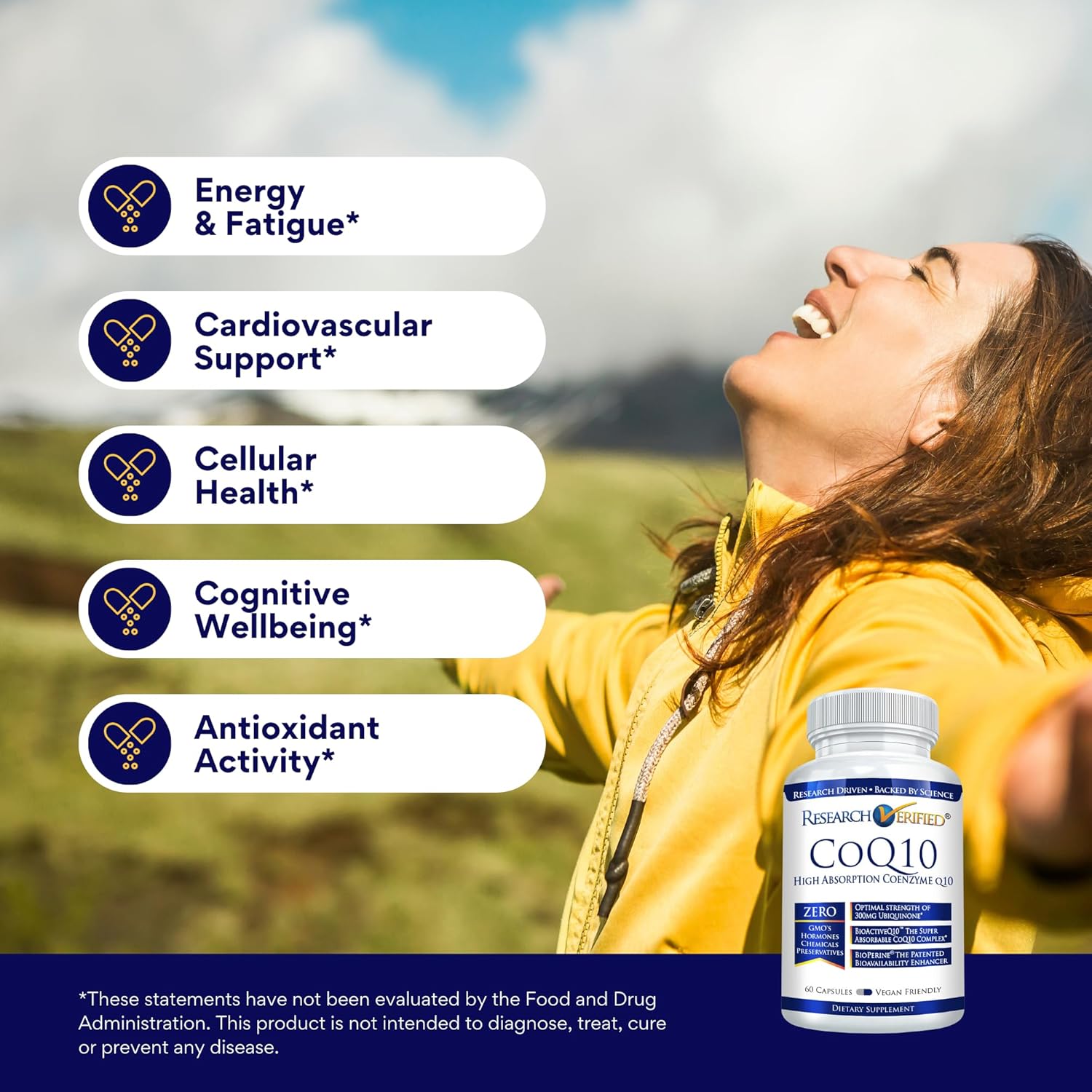 Extra Strength 300mg CoQ10 Supplement with Bioperine - 360 Vegan Capsules for Cardiovascular Health & Antioxidant Boost