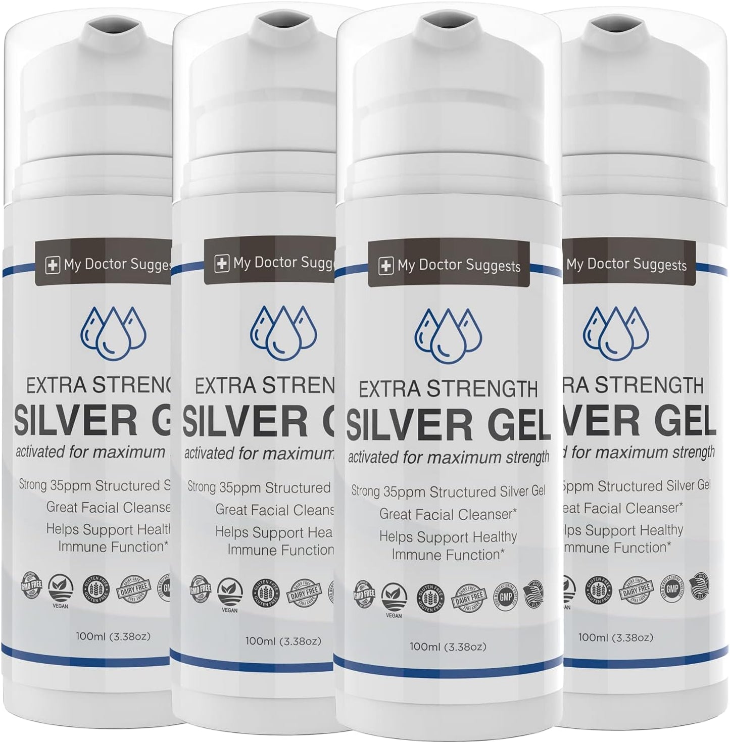 Extra Strength 35ppm Colloidal Silver Gel 4 Pack - USA Made, Maximum Potency Structured Formula - Doctor Recommended Formula