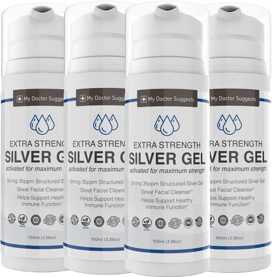 Extra Strength 35ppm Colloidal Silver Gel 4 Pack - USA Made, Maximum Potency Structured Formula - Doctor Recommended Formula