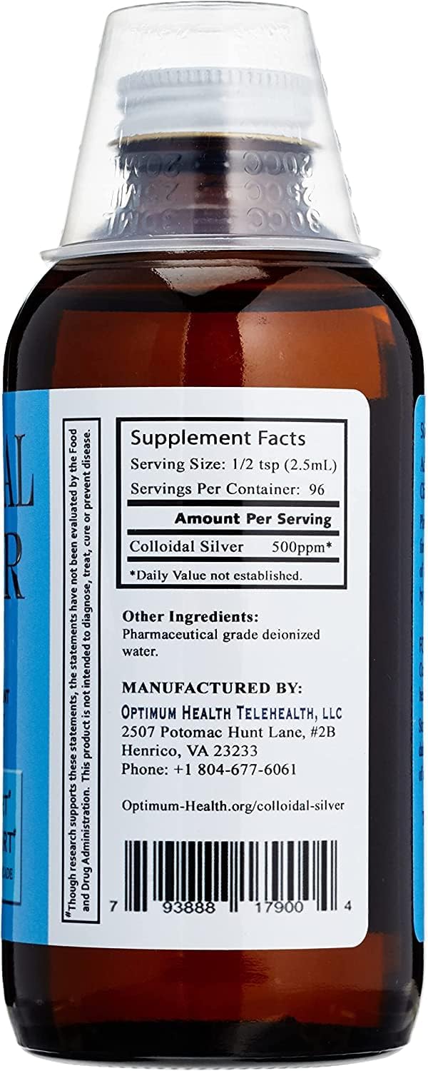 Extra Strength 500 ppm Colloidal Silver Liquid (8 oz) with Spray Bottle - Immune Support & Wound Care