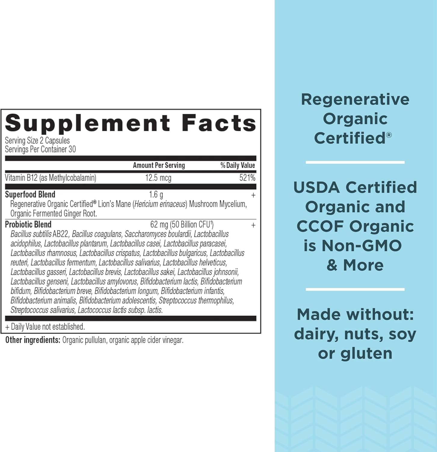 Extra Strength Ancient Nutrition Regenerative Organic Certified Probiotics - 60 Count, 50 Billion CFUs for Digestion & Immune Support