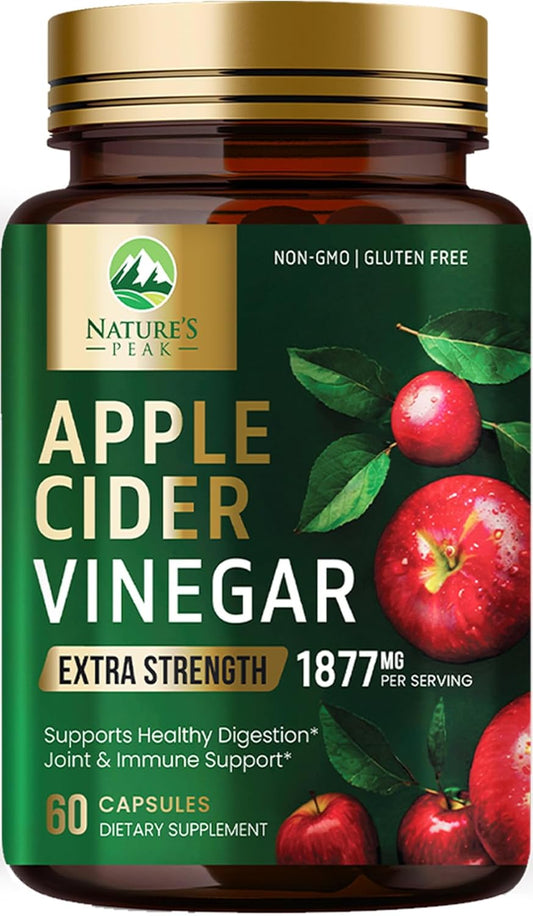 Extra Strength Apple Cider Vinegar Capsules with Vitamin D3 & Zinc - Energy, Digestion & Immune Support - Non-GMO, Gluten-Free Detox Pills - 60 Capsules - BoostGo Australia
