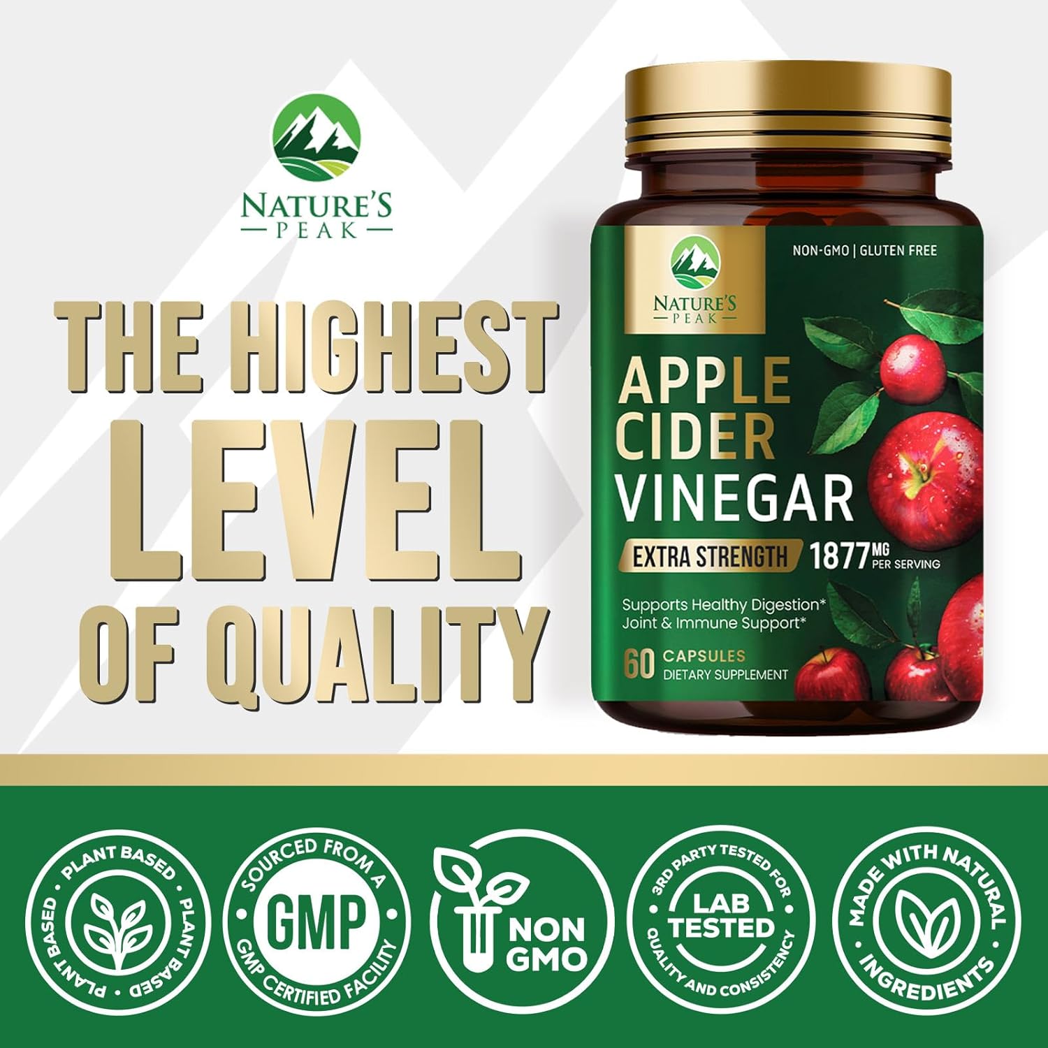 Extra Strength Apple Cider Vinegar Capsules with Vitamin D3 & Zinc - Energy, Digestion & Immune Support - Non-GMO, Gluten-Free Detox Pills - 60 Capsules - BoostGo Australia