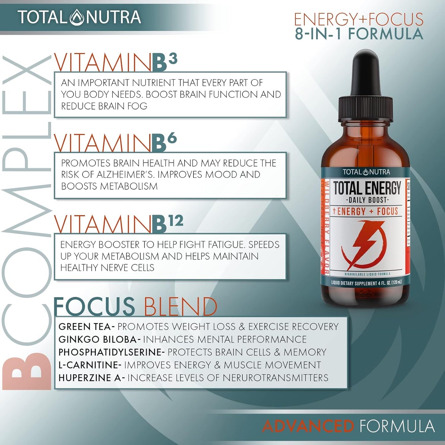 Extra Strength B Vitamin Drops & 6-in-1 Multivitamin Liquid Supplement for Energy, Focus & Metabolism - Immune Support for Kids & Adults